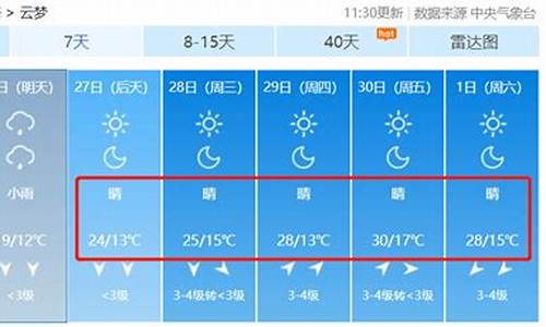 云梦天气预报15天查询百度_云梦天气预报